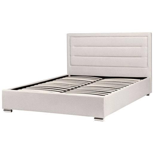 Cama baú Tecido ROUEN 160 x 200 cm Creme claro