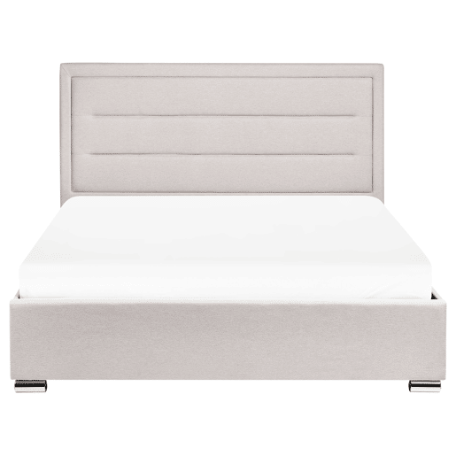 Cama baú Tecido ROUEN 160 x 200 cm Creme claro