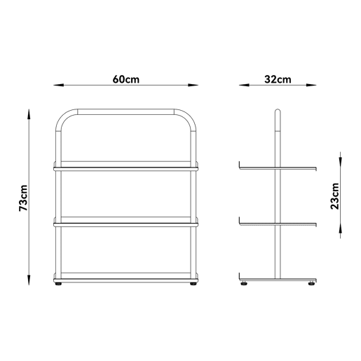 Sapateira Poytya para 6 pares aço 73 x 60 x 32 cm Preto en.casa