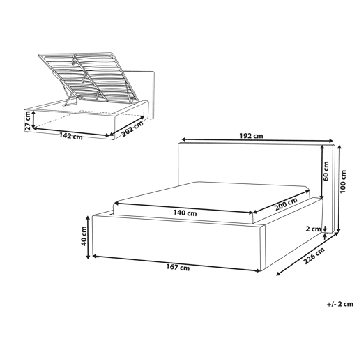 Cama baú Bombazine LILLEBONNE 140 x 200 cm Creme claro
