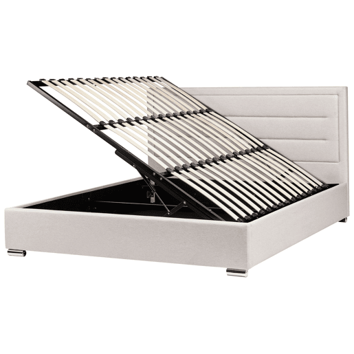 Cama baú Tecido ROUEN 180 x 200 cm Creme claro