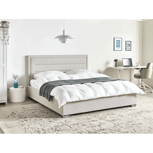 Cama baú Tecido ROUEN 180 x 200 cm Creme claro