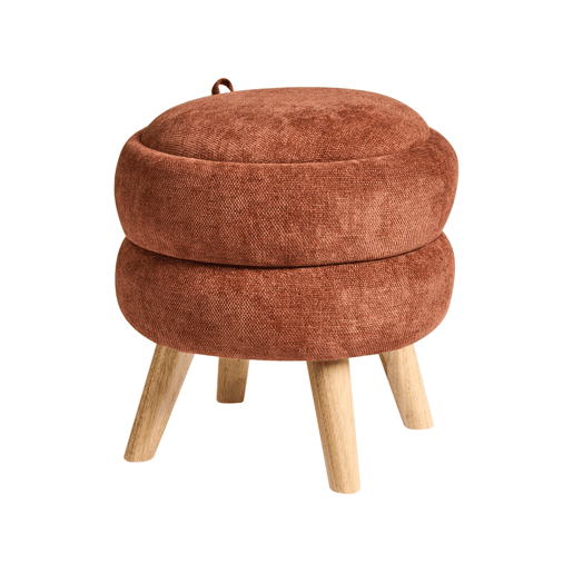 Pufe com arrumação HAWLEY Chenille Castanho dourado 40 cm 40 cm 41 cm