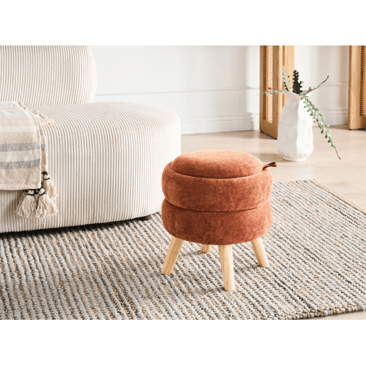 Pufe com arrumação HAWLEY Chenille Castanho dourado 40 cm 40 cm 41 cm