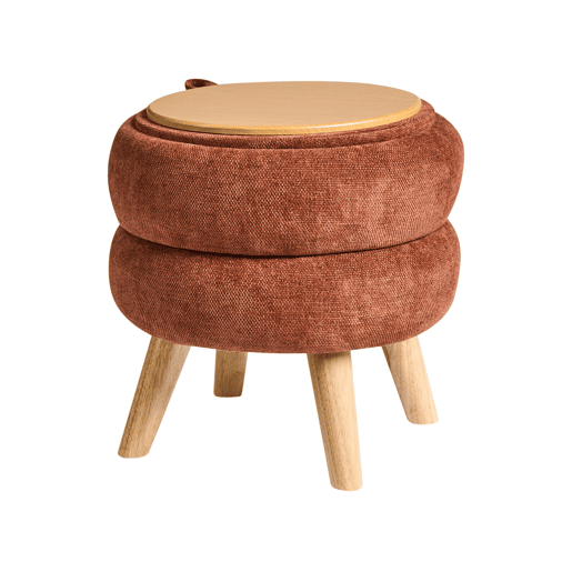 Pufe com arrumação HAWLEY Chenille Castanho dourado 40 cm 40 cm 41 cm
