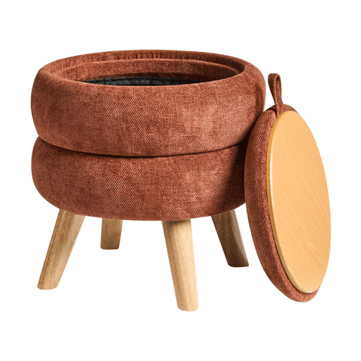 Pufe com arrumação HAWLEY Chenille Castanho dourado 40 cm 40 cm 41 cm