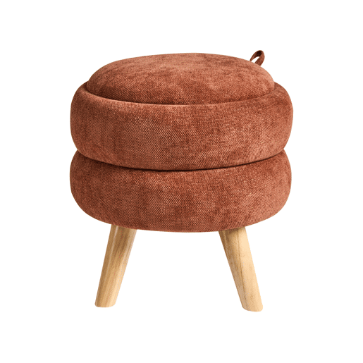 Pufe com arrumação HAWLEY Chenille Castanho dourado 40 cm 40 cm 41 cm