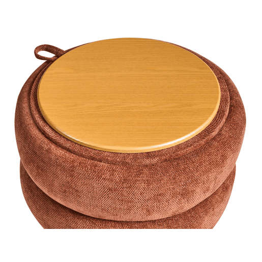 Pufe com arrumação HAWLEY Chenille Castanho dourado 40 cm 40 cm 41 cm