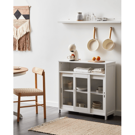 Armário com vitrine CRABTREE 86 cm Branco