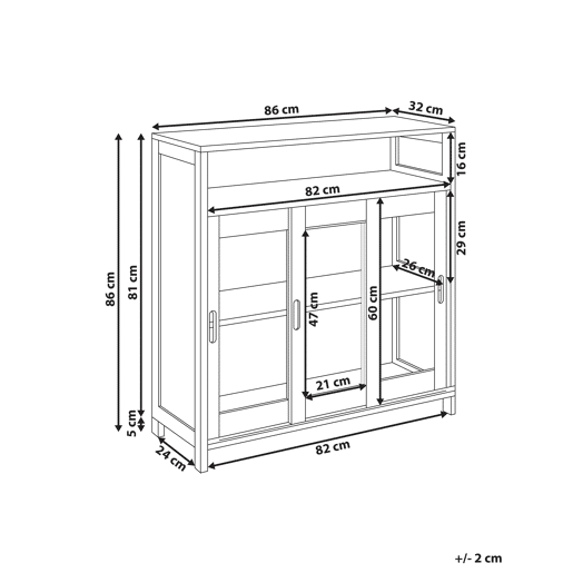 Armário com vitrine CRABTREE 86 cm Branco
