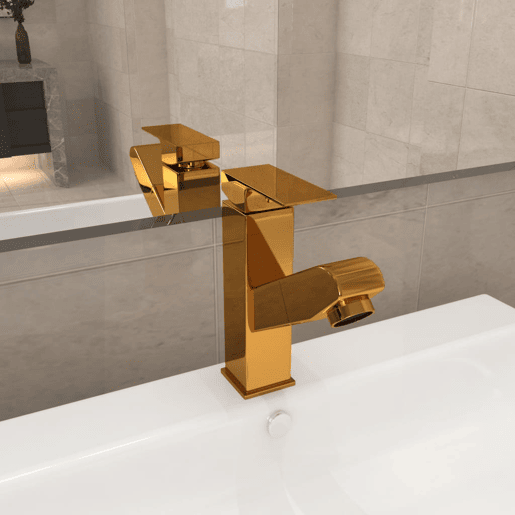 vidaXL Torneira extraível p lavatório casa de banho 157x172mm dourado