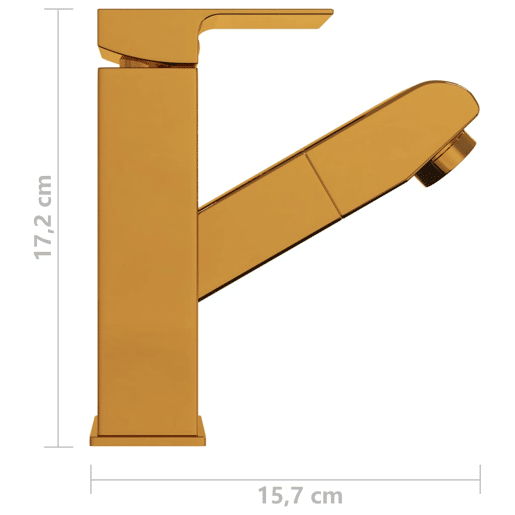 vidaXL Torneira extraível p lavatório casa de banho 157x172mm dourado