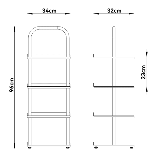 Sapateira Poytya para 4 pares aço 96 x 34 x 32 cm Preto en.casa