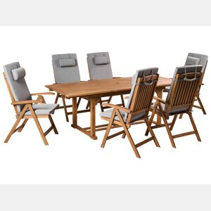 Conjunto de refeições de jardim 6 lugares JAVA PREMIUM Madeira de acácia Cinzento