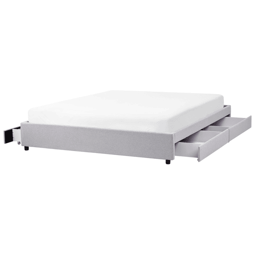 Cama com gavetas de arrumação e sem cabeceira Tecido PRADES 180 x 200 cm Cinzento claro