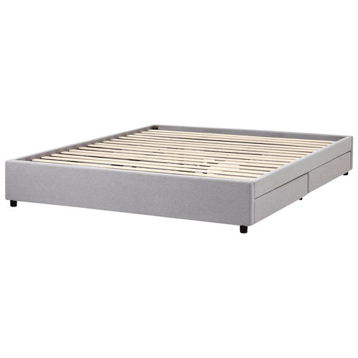 Cama com gavetas de arrumação e sem cabeceira Tecido PRADES 180 x 200 cm Cinzento claro