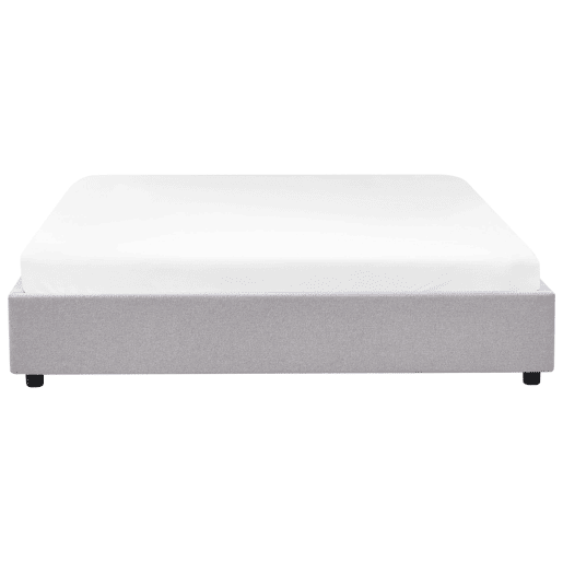 Cama com gavetas de arrumação e sem cabeceira Tecido PRADES 180 x 200 cm Cinzento claro
