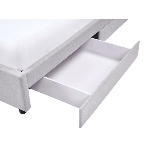 Cama com gavetas de arrumação e sem cabeceira Tecido PRADES 180 x 200 cm Cinzento claro