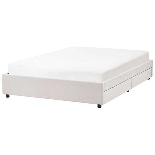 Cama com gavetas de arrumação e sem cabeceira Tecido PRADES 140 x 200 cm Creme claro