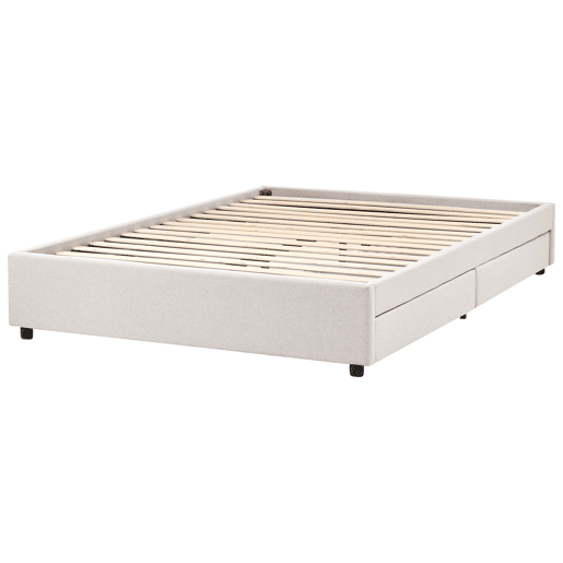Cama com gavetas de arrumação e sem cabeceira Tecido PRADES 140 x 200 cm Creme claro