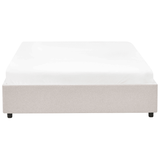 Cama com gavetas de arrumação e sem cabeceira Tecido PRADES 140 x 200 cm Creme claro