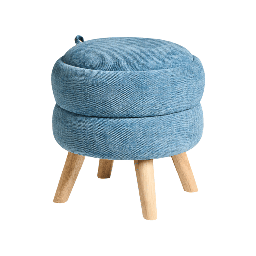 Pufe com arrumação HAWLEY Chenille Azul 40 cm 40 cm 41 cm
