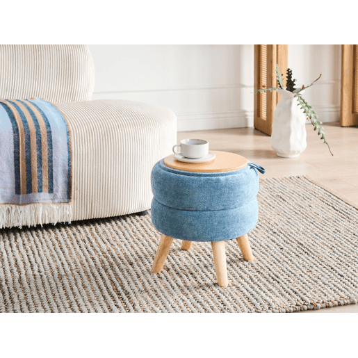 Pufe com arrumação HAWLEY Chenille Azul 40 cm 40 cm 41 cm