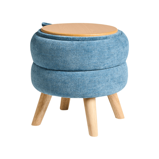 Pufe com arrumação HAWLEY Chenille Azul 40 cm 40 cm 41 cm
