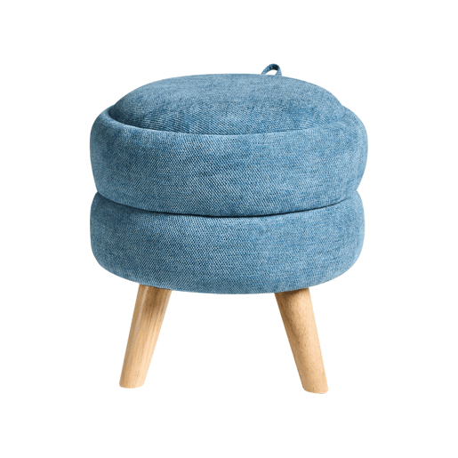 Pufe com arrumação HAWLEY Chenille Azul 40 cm 40 cm 41 cm