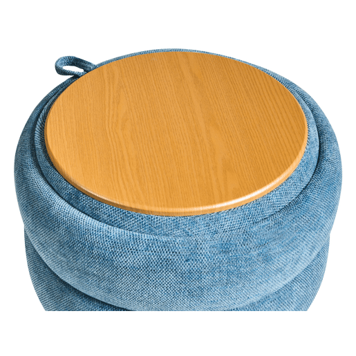 Pufe com arrumação HAWLEY Chenille Azul 40 cm 40 cm 41 cm