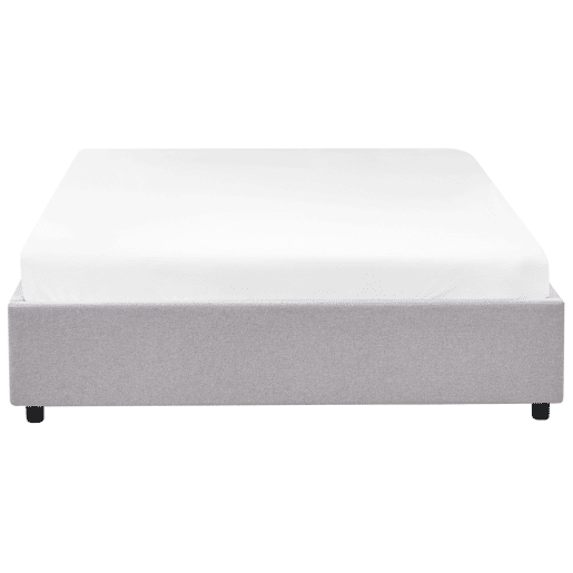 Cama com gavetas de arrumação e sem cabeceira Tecido PRADES 140 x 200 cm Cinzento claro