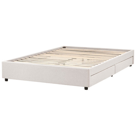 Cama com gavetas de arrumação e sem cabeceira Tecido PRADES 160 x 200 cm Creme claro