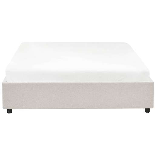 Cama com gavetas de arrumação e sem cabeceira Tecido PRADES 160 x 200 cm Creme claro