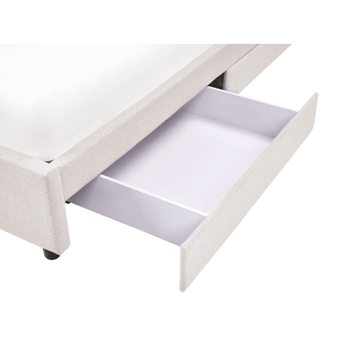 Cama com gavetas de arrumação e sem cabeceira Tecido PRADES 160 x 200 cm Creme claro