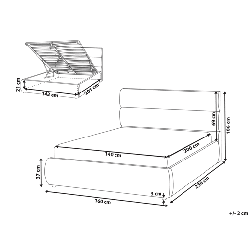 Cama baú Linho sintético BONIFACIO 140 x 200 cm Cinzento