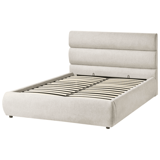 Cama baú Linho sintético BONIFACIO 140 x 200 cm Cinzento