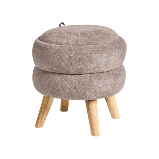 Pufe com arrumação HAWLEY Chenille Taupe 40 cm 40 cm 41 cm