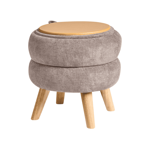 Pufe com arrumação HAWLEY Chenille Taupe 40 cm 40 cm 41 cm