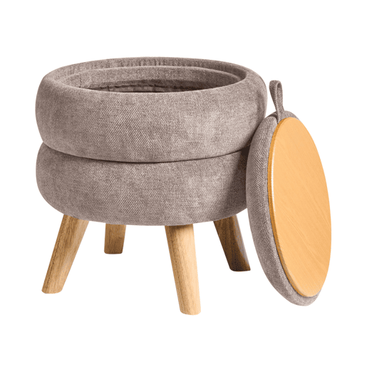 Pufe com arrumação HAWLEY Chenille Taupe 40 cm 40 cm 41 cm