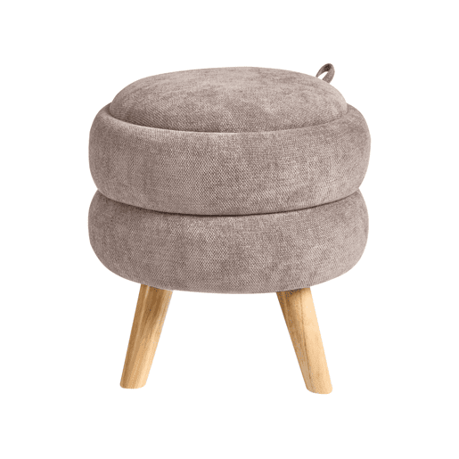 Pufe com arrumação HAWLEY Chenille Taupe 40 cm 40 cm 41 cm