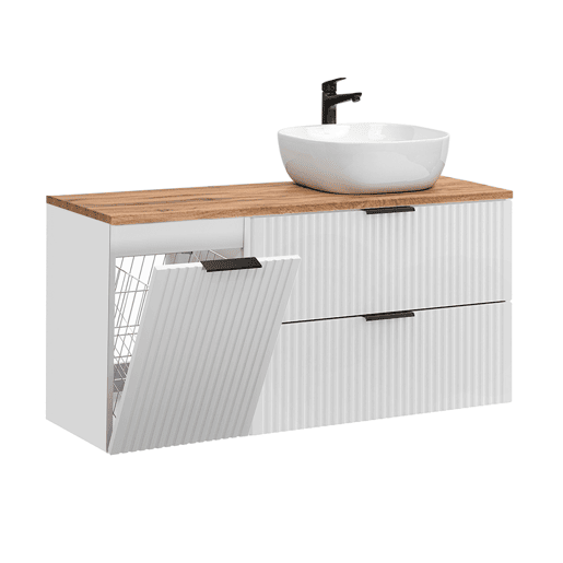 Lavatório simples 120cm cesto para roupa suja Adriel Branco
