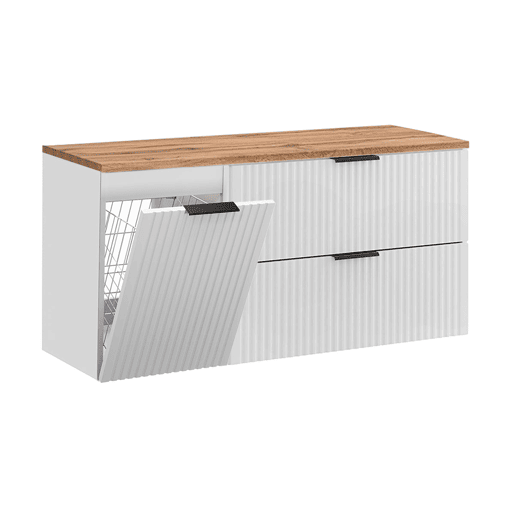 Móvel de lavatório 120cm cesto para roupa suja Adriel Branco