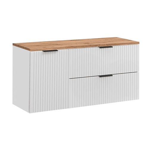Móvel de lavatório 120cm cesto para roupa suja Adriel Branco