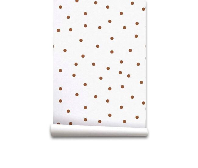 Papel pintado infantil topos marrón toposmarrón - marron - 1 rollo 55 x 300 cm