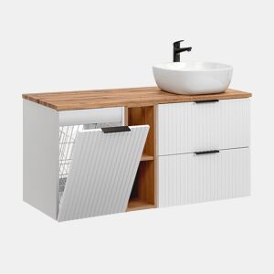 Lavatório simples 120cm 2 nichos cesto para roupa suja Adriel Branco