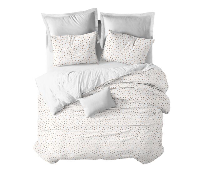 Funda nórdica infantil y funda almohada mini topos fondo mini mini topos - blanco - cama90 (160x270) + 1 funda almohada 45x110