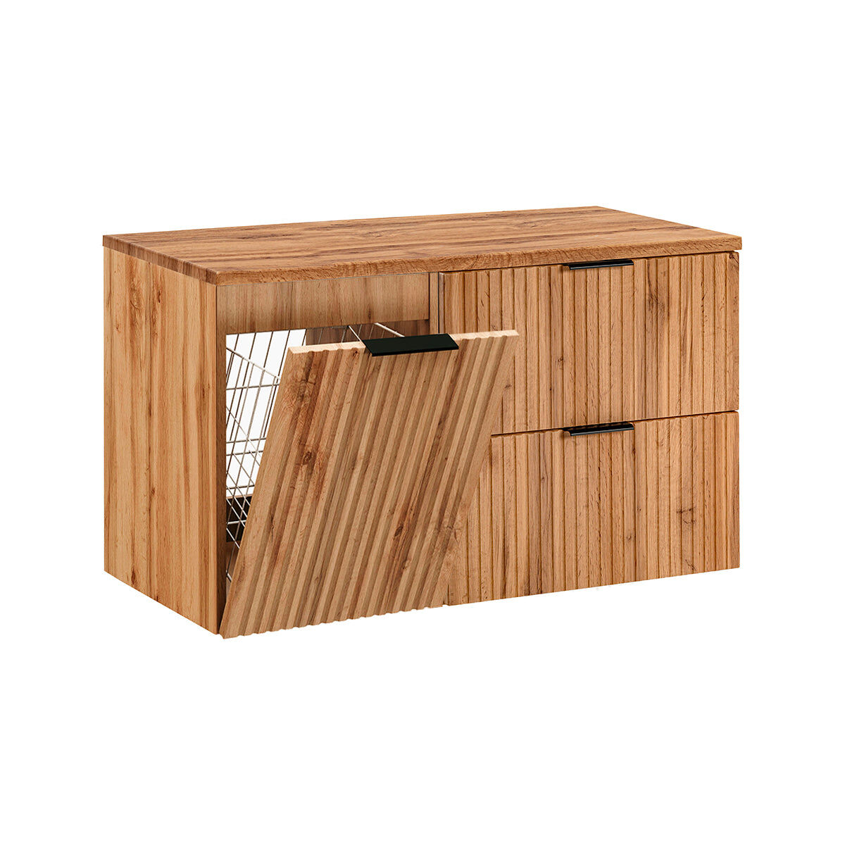 Mueble bajo lavabo 100cm cesto de ropa adriel madera