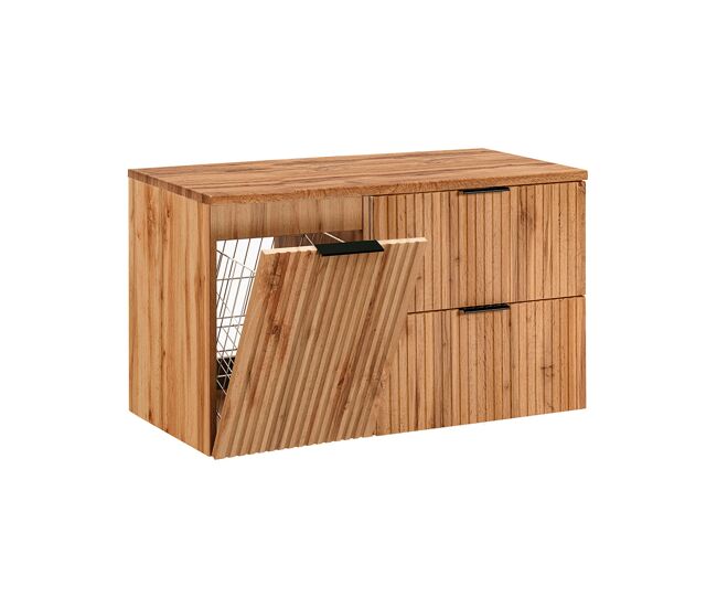 Mueble bajo lavabo 100cm cesto de ropa adriel madera