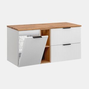 Móvel de lavatório 120cm 2 nichos cesto de roupa Adriel Branco