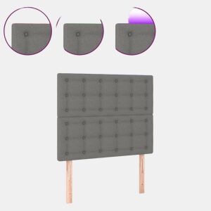 vidaXL Cabeceira de cama c LED tecido 80x5x118128 cm cinza-escuro